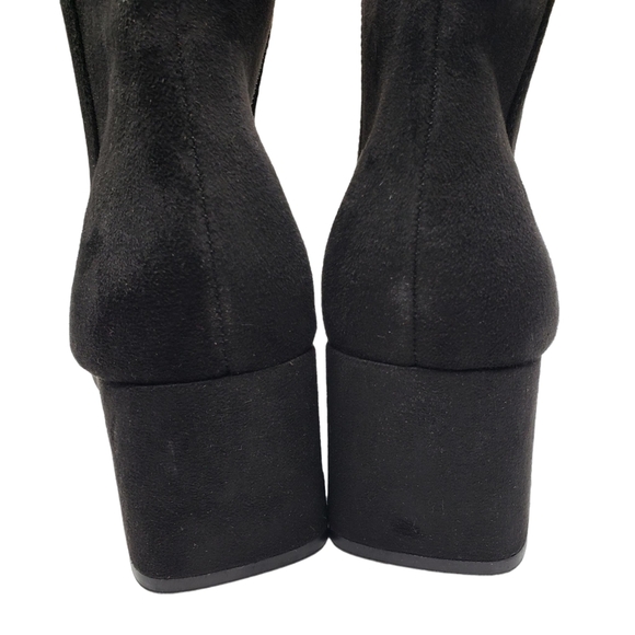 Chinese Laundry | Black Faux Suede Almond Toe Block Heel Ankle Booties Women's 8 - Picture 12 of 13
